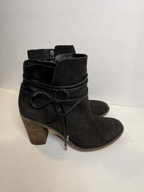 NEW Franco Sarto Sammi Bootie Black SUEDE Boots w/ Block Heel Size 7.5